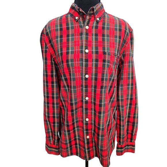 Zara Tops - ZARA Women Classic Plaid Small Button Down Shirt Grunge Red Tartan Long Sleeve